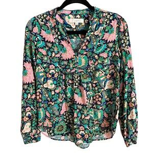 Loft Women's Blouse Size XS Floral Long Sleeve Pullover Shirt Flowy Top X Small